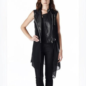 Chocolate USA Women's BLACK MOTO BIKER VEST  Size Medium Gold Zippered Hardware